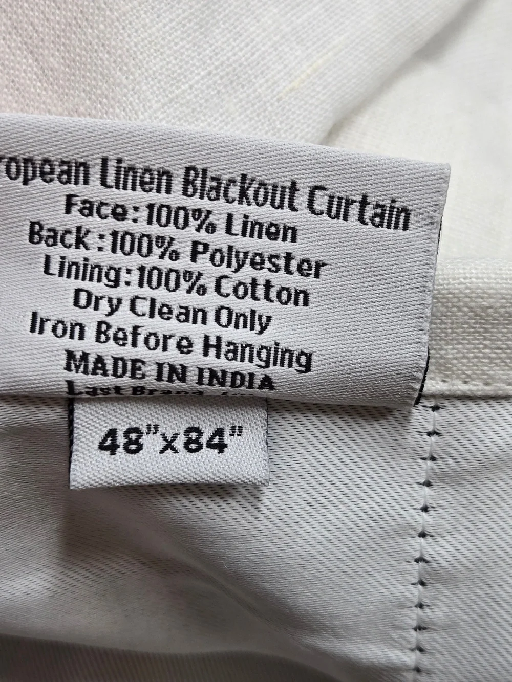 QUINCE Set Of 2 48x84 European Linen True Blackout Curtains White 9372